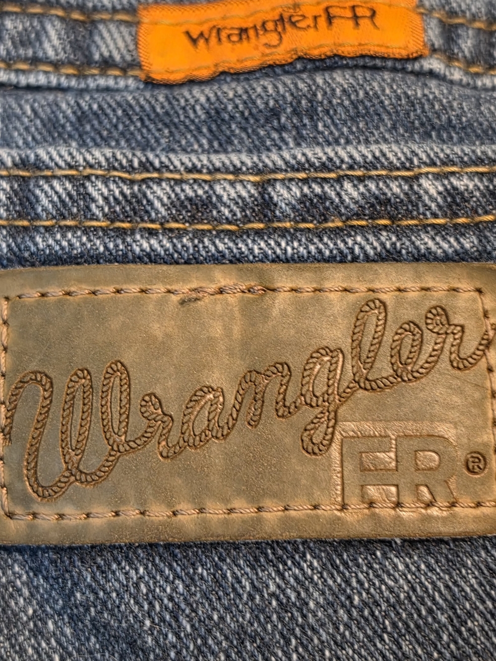 3 Pair Wrangler Men's Denim FR Jeans in Medium Blue with Brown Patch - Picture 3 of 8